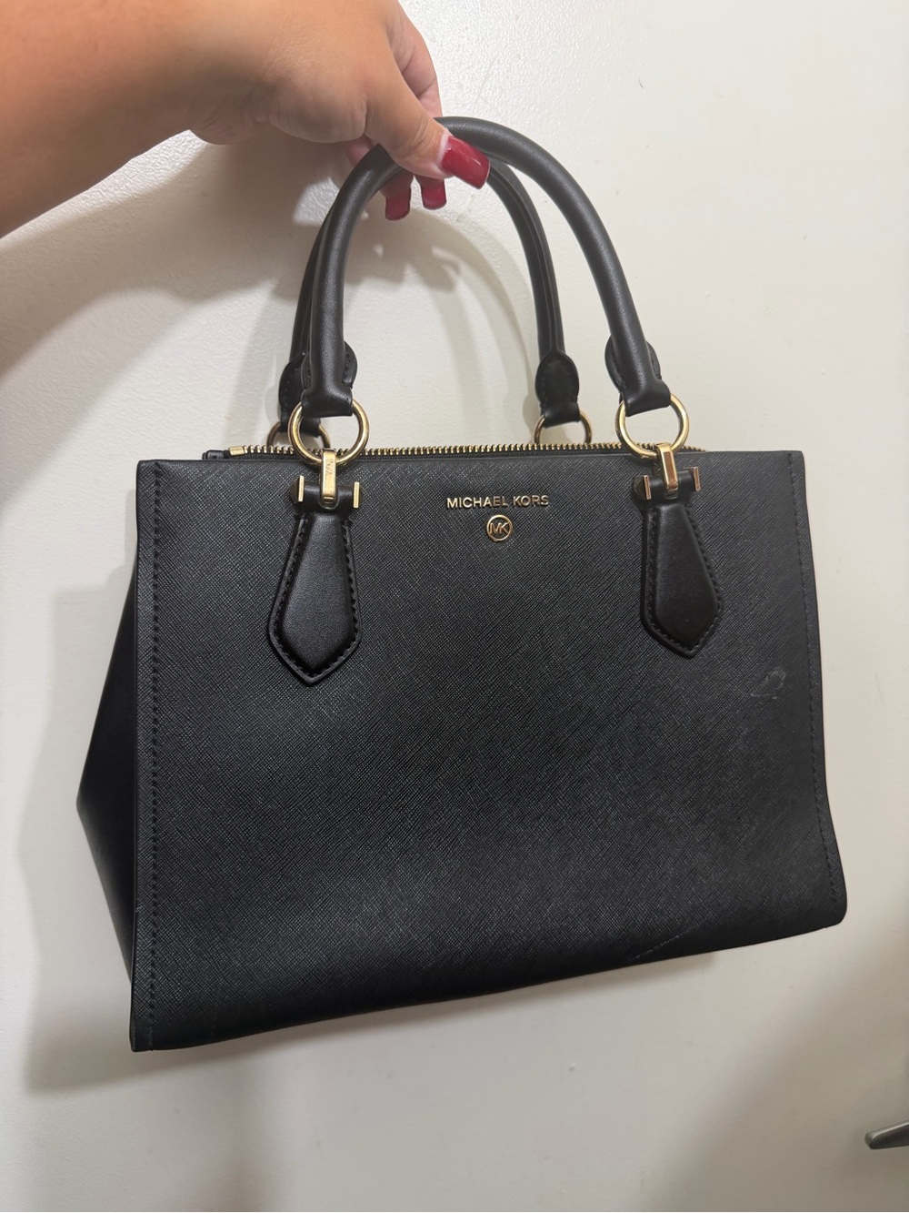 Michael Kors Black Saffiano Tote with Gold Hardware